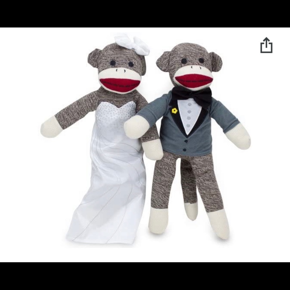 Sock Monkey Bride & Groom 16” Dolls